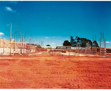 O canteiro de obras da construção do clube